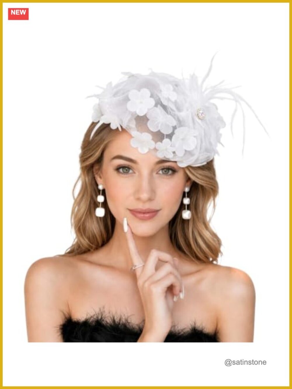 Womens Bridal Fascinator Headband Mesh Feather Flower Half Hat